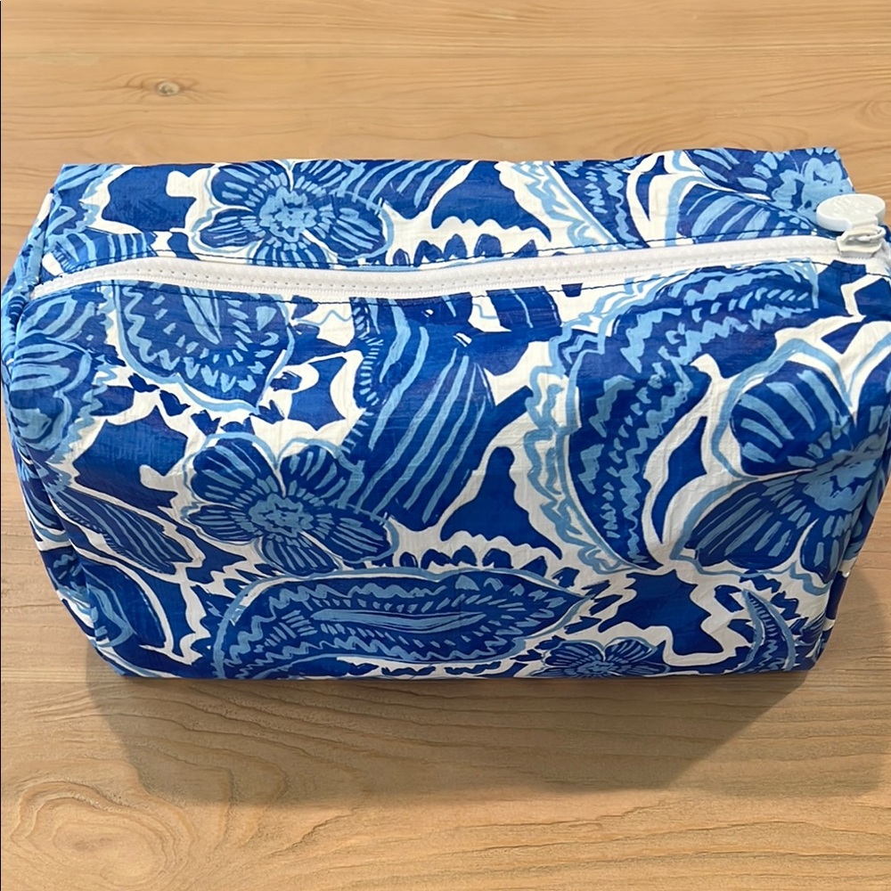 Blue Floral Cosmetic Bag